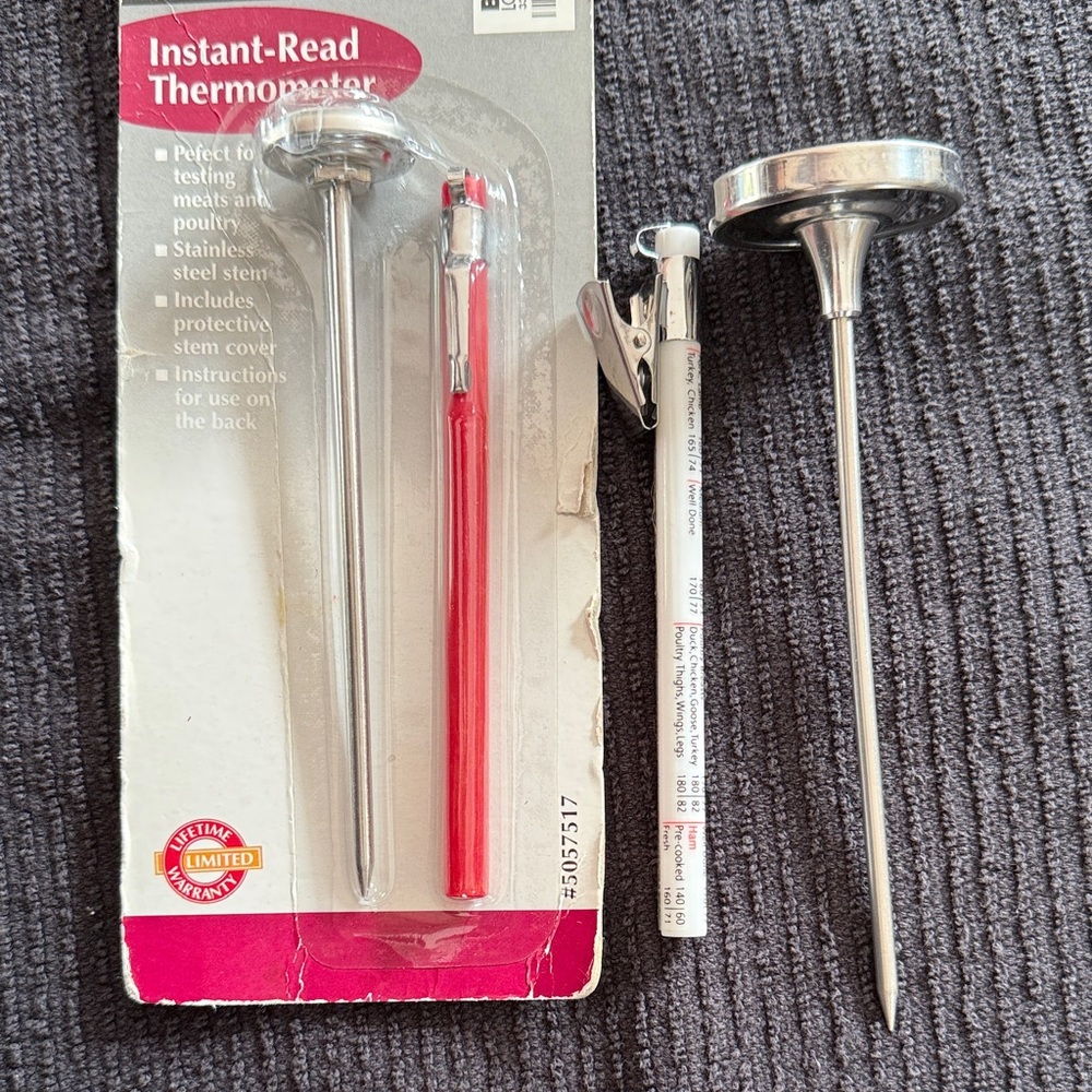 2 Instant-Read Thermometers with Red and Silver Accents